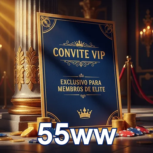 Convite VIP exclusivo do site 55ww, com design elegante e informações sobre o evento.
